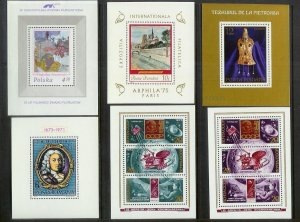 WORLDWIDE (190) Souvenir Sheets & Mini-Sheets ALL Mint Never Hinged