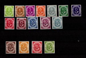 Germany MNH  Numeral and Post Horn complete Sc# 670-685
