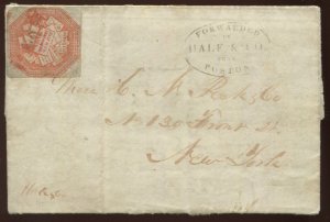 75L2 Hale & Co. Local Stamp On 1844 Cover Boston to NYC LV9596