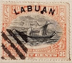 LABUAN (North Borneo) 1894,  8 cent, orange/black.