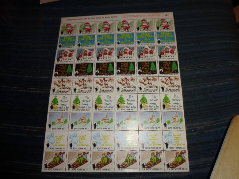 BOYSTOWN 1977 CHRISTMAS SEALS FULL SHEET