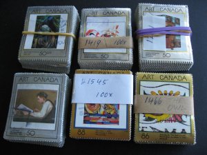 Canada wholesale art stamps 600 used in 6 bundles of 100