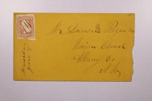 1865 Manuscript Cancel - Cover to Albany, Ny - F65835