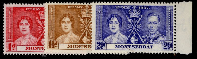 MONTSERRAT GVI SG98-100, CORONATION set, M MINT. 