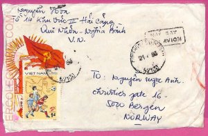 ag1554 - VIETNAM - Postal History -  COVER to NORWAY 1983 FOOTBALL Picasso