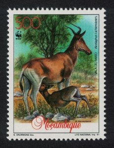 Mozambique WWF Hartebeest Mother feeding young 500m 1991 MNH SC#1144