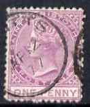 St Christopher 1870-79 QV Crown CC 1d lilac P12.5 used SG1