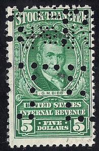 #RD131 5 Dollars G.M. Bibb, 1942 Stock stamp used F