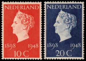 ✔️ NETHERLANDS 1948 - QUEEN WILHELMINA REIGN - SC. 302/3 NVPH 504/5 ** MNH