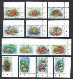 ST KITTS —SCOTT 139-152 —1984 MARINE LIFE SET — MNH — SCV $34