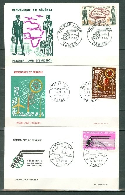 SENEGAL AIR #C31-32-33....(3) NICE FDC