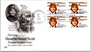 US COVER FIRST DAY OF ISSUE BLANCHE STUART SCOTT PIONEER WOMAN AVIATOR BLOCK 4 A