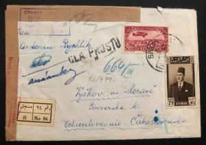 1949 Homs Censored Airmail cover To Vyškov Czechoslovakia