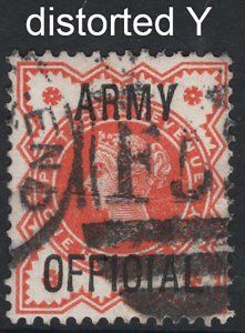 GB Officials 1887 ½d orange Army Official sgO41 fine used variety distorted
