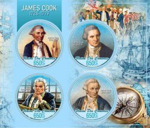 Stamps. Ships. Exploers. James Cook  2022 year 1+1 sheets perforated  Comores