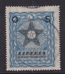 Liberia  #O143  cancelled  1923  overprint 3c  Liberian star