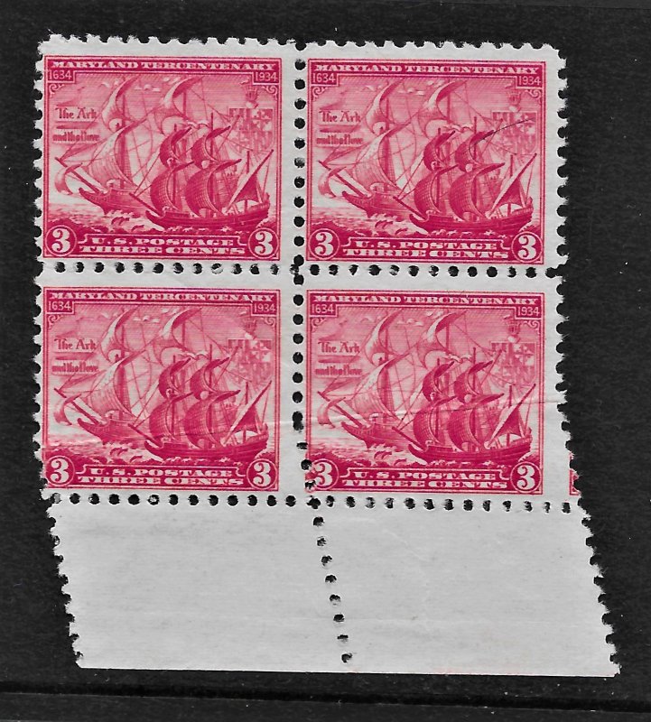 US 1934 Sc. 736 NH block with crazy perfs from foldover