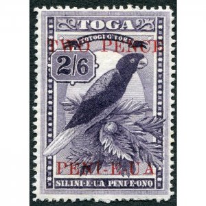 Tonga 1923 2d on 2s 6d deep purple SG69 unused