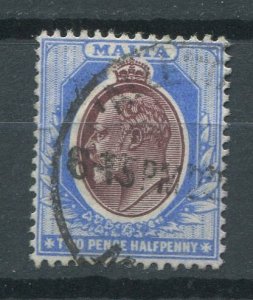 Malta Sc#24 Used, 2½p dp cblt & brn pur, Definitives 1903-1904: King Edward ...