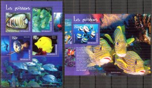 Togo 2014 Marine Life Fishes Sheet + S/S MNH