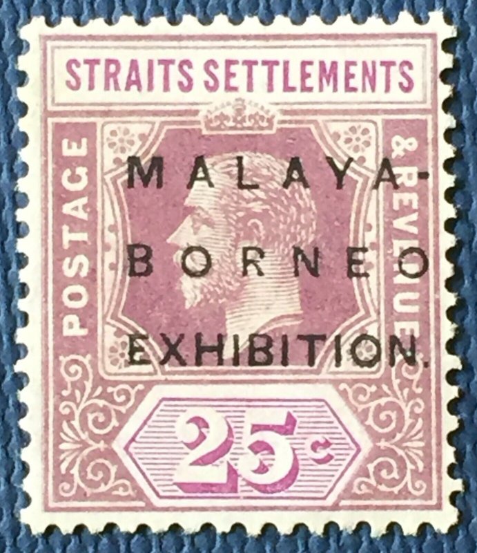 MALAYA-BORNEO EXHIBITION MBE opt STRAITS KGV 25c MLH MCCA SG#245 M5257