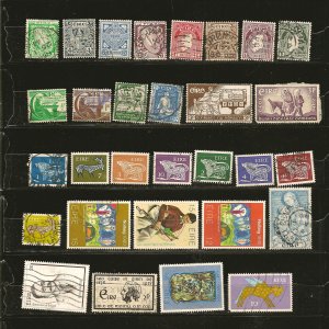 Ireland Collection of 30 Different Old Used Off Paper Stamps