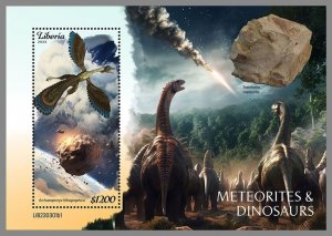 LIBERIA 2023 MNH Meteorites & Dinosaurs S/S #301b1