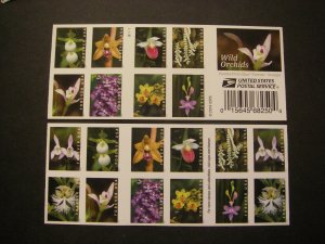 Scott 5445-54 or 5454b, Forever Wild Orchids, Pane of 20, #B1111, MNH Booklet