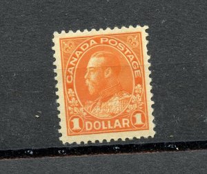 Canada #122 (510) King George V $1.00 orange 1923, perf 12, MNH, F-VF, CV$240.00