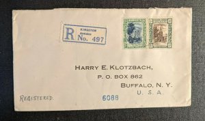 1927 Kingston Jamaica Registered Cover to Buffalo NY Via New York City