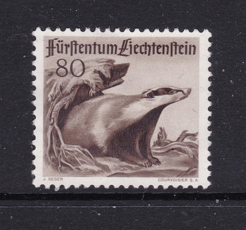 Liechtenstein an 80r Badger from the 1946 set MNG