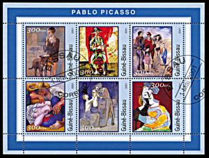 Guinea-Bissau Michel 1618-1623, CTO, Pablo Picasso Paintings miniature sheet