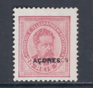 Azores Sc 62 MNG. 1887 25r King Luiz, double AÇORES ovpt, ISPP Cert.