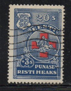Estonia Sc B23 1931 20s + 3 s Red Cross Charity stamp used