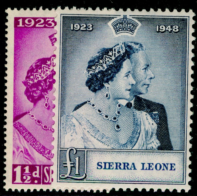 SIERRA LEONE SG203-204, ROYAL SILVER WEDDING set, NH MINT. Cat £20.