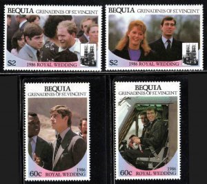 St. Vincent, Bequia #232-35 ~ Cplt Set of 4 ~ Royal Wedding ~ MNH, 1986