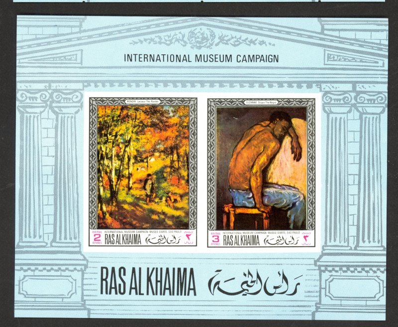 RAS AL KHAIMA 1968 Museum Campaign Art IMPERF Souvenir Sheet Mi.BLK45B MNH