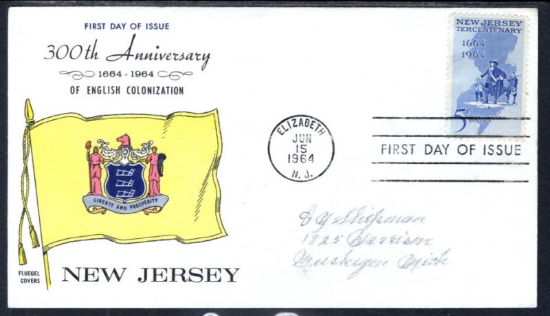 US 1247 New Jersey Statehood Fluegel Pencil FDC
