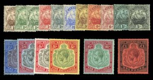 Bermuda #40-54 Cat$908, 1910-24 George V, complete set, hinged (2sh lightly c...