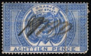 1878 Orange Free State Revenue 18 Pence Duty Stamp Used Pen Cancel