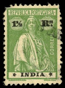 PORTUGUESE INDIA Sc 375K USED - 1921 1½r - Ceres, Ordinary paper - Perf 12 x 11½