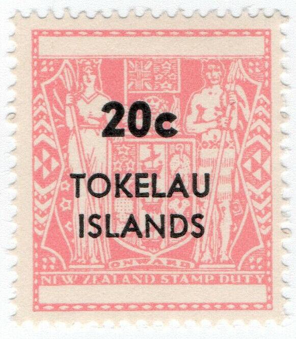 (I.B) New Zealand Revenue : Tokelau Islands Stamp Duty 20c