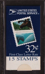 1996 Endangered Species 32c BK256 makeshift booklet of 15 stamps Sc 3105a-o