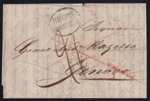 Russia 1830 Odessa Ukraine to Genova Disinfected Forwarding Agent Stampless