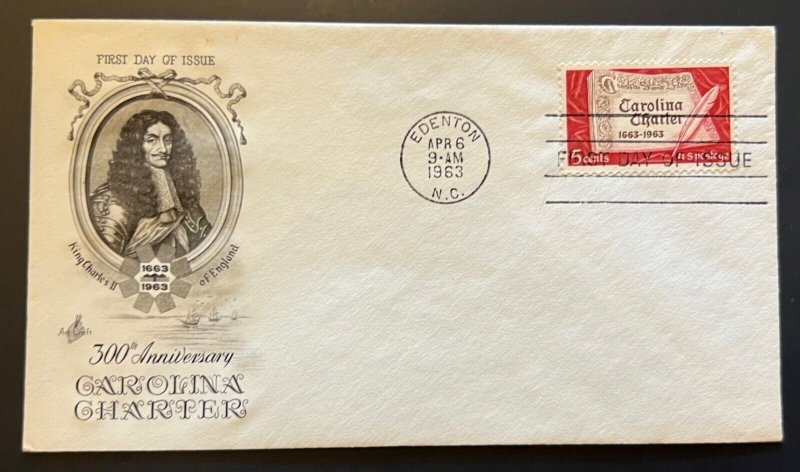 300TH ANNIV CAROLINA CHARTER APR 6 1963 EDENTON NC FIRST DAY COVER (FDC) BX2