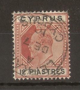 Cyprus 1906 12pi SG69 Fine Used Cat£65