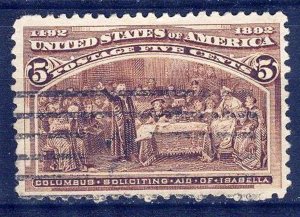 United States USA 1893 C. Columbus Discovery of America Sc. 234 Used