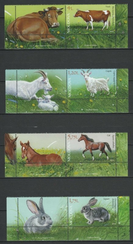 Moldova 2019 Domestic Animals + Labels 4 MNH stamps