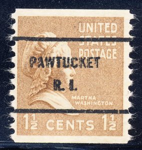 Pawtucket RI, 840-61 Bureau Precancel, 1½¢ coil M. Washington