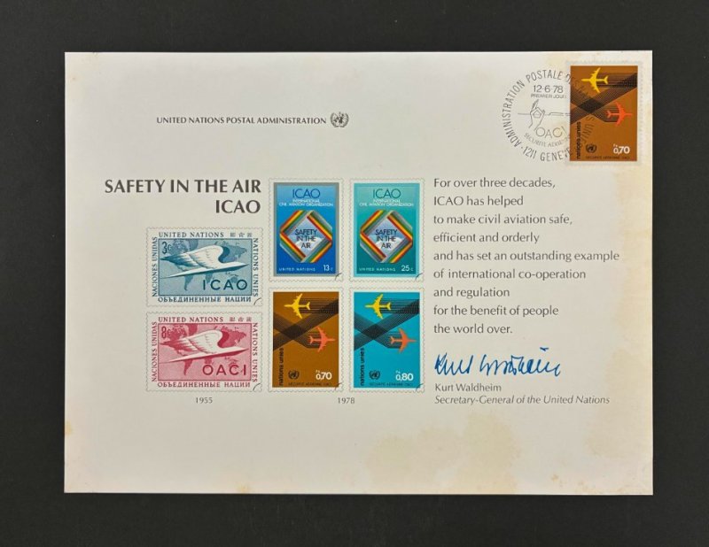United Nations. 1978 Souvenir Cards. SC14. Mint NH. w/First Day Cancels. 17264
